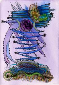 Moon and Stars over the Lake. 